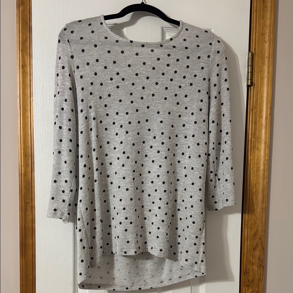 Pixley Gray Polka Dot Women's Sweater with bow tie